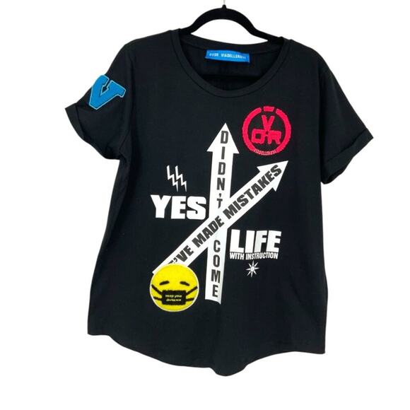 Via Delle Rose Siyah T Shirt Black Size Large NWOT - Picture 3 of 10